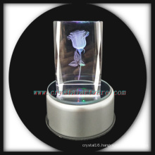 3d Laser Engraving Crystal Rose with Music Rotate Led Base